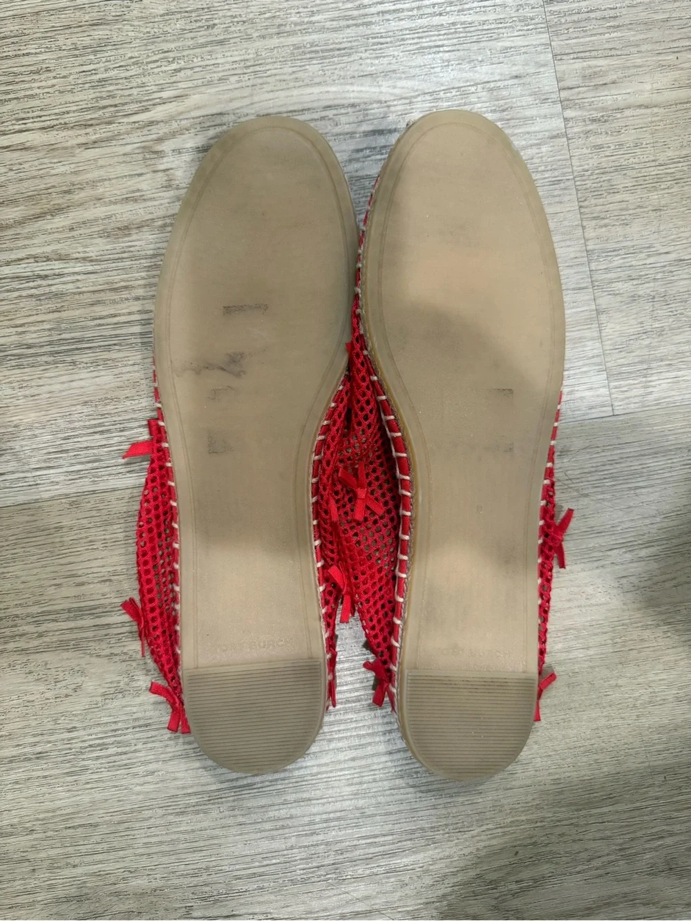Tory Burch Red Crochet Espadrilles with Bow Detail